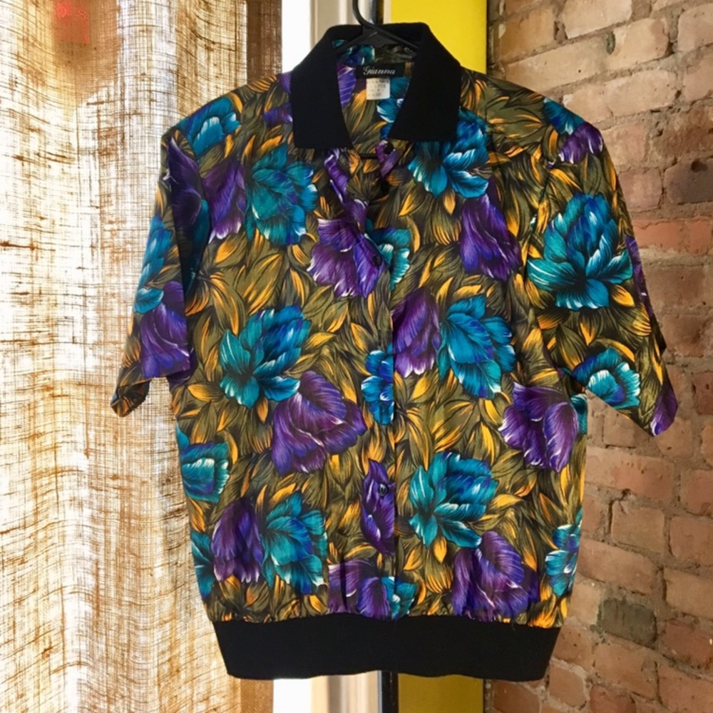 Vintage Floral Button Blouse By Gianna Size 8 - Picture 4 of 7